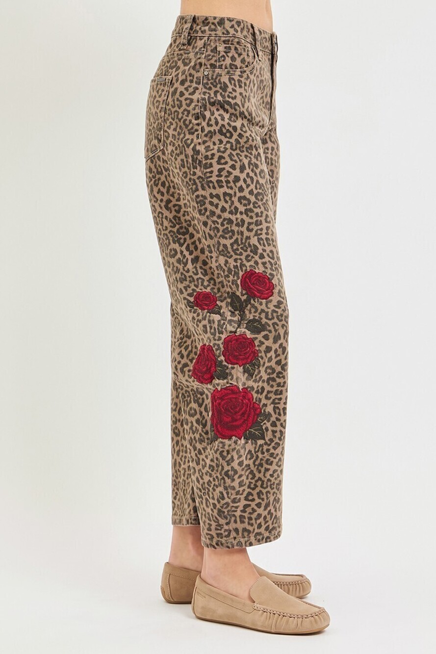 PGC-21918 | Risen Slouchy Barrel Leopard Print Pants | Brown | Sizes 25-32 - Picture 6 of 10